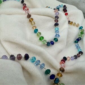 90’s Kitson Rainbow Crystal 56” Beaded Necklace